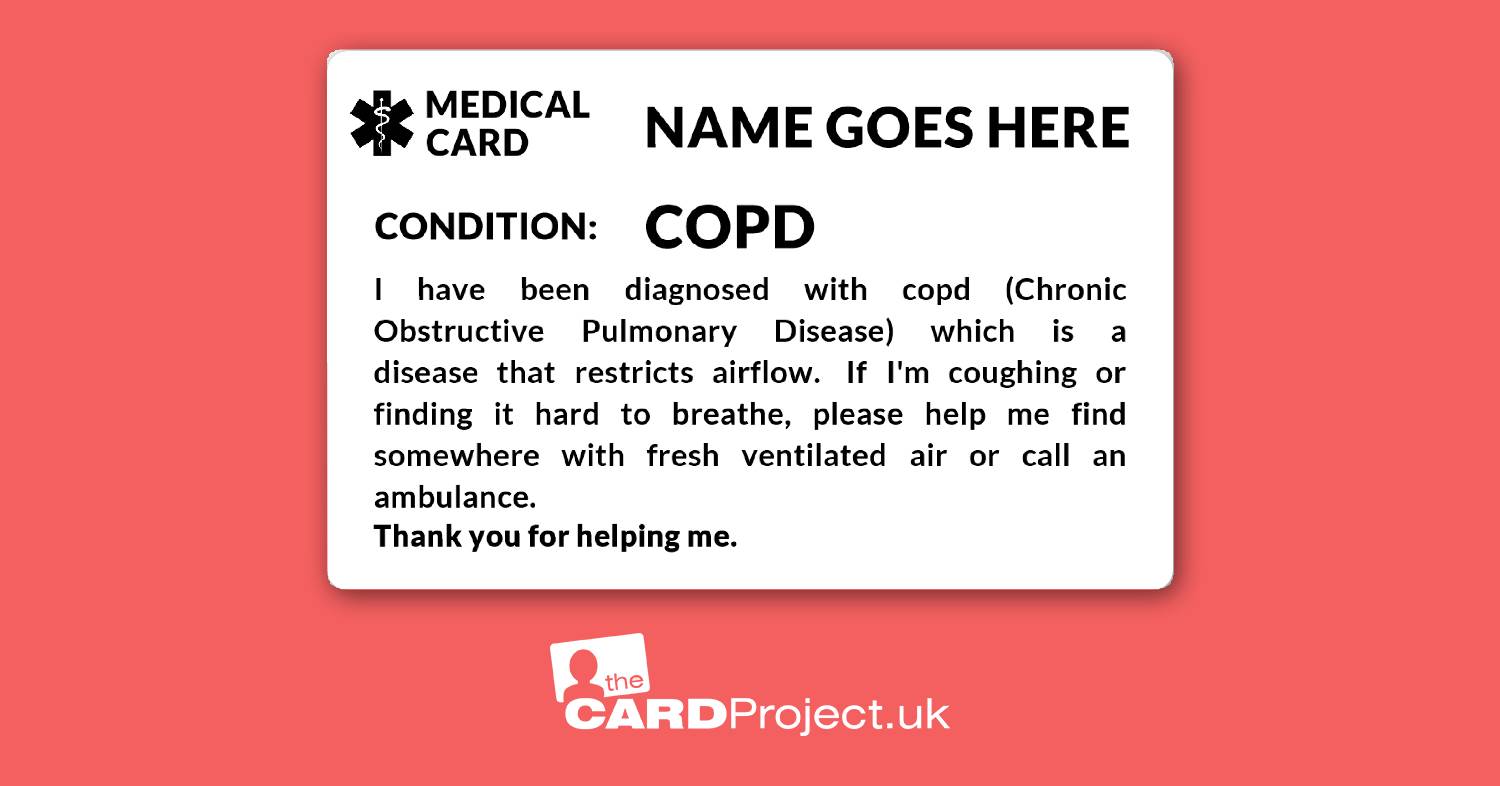 COPD (Chronic Obstructive Pulmonary Disease) Awareness Mono Medical ID Alert Card (FRONT)